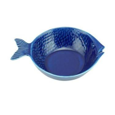 Imagem de Conjunto 4 bowls cerâmica peixe ocean azul 20x14cm - wolff