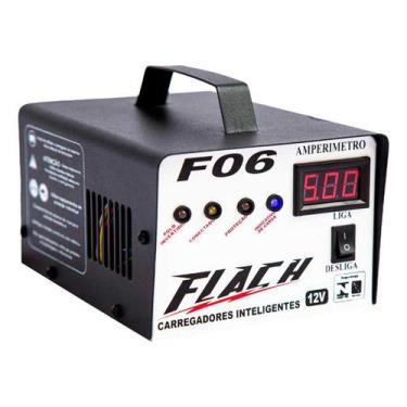 Imagem de Carregador de Bateria Flach F06 com Auxiliar de Partida 6A 12V