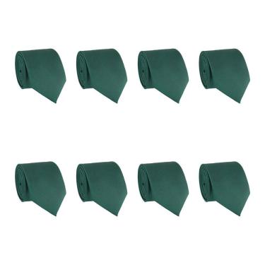 Imagem de Kit 8 Gravatas Masculina Social Slim Premium Tons de Verde Lisa Elegante Padrinhos Formatura Trabalho