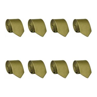 Imagem de Kit 8 Gravatas Masculina Social Slim Premium Tons de Verde Lisa Elegante Padrinhos Formatura Trabalho