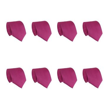 Imagem de Kit 8 Gravatas Masculina Social Slim Premium Tons de Rosa Lisa Elegante Padrinhos Formatura Trabalho
