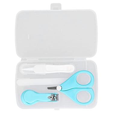 Imagem de Conjunto de cuidados para manicure de bebê, tamanho perfeito para cortadores de lâmina arredondada, evita arranhões e agarrar facilmente o kit de unhas do bebê, segurança para cuidados com as unhas (azul)