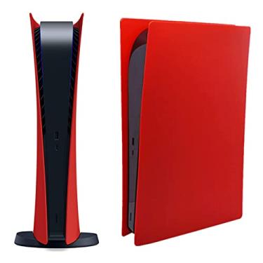 Imagem de Capa para PlayStation 5 edição digital, painéis para console PS5, acessórios para placa, protetor de placa de substituição com proteção contra poeira e riscos – digital, vermelho