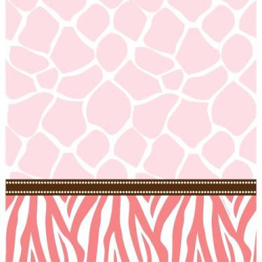 Imagem de Creative Converting Toalha de mesa de plástico com estampa de borda rosa safári selvagem chá de bebê, 137 x 274 cm