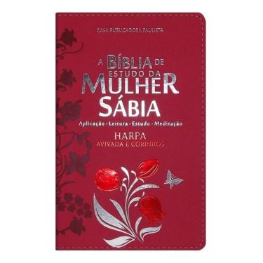 Imagem de Bíblia De Estudo Da Mulher Sábia Harpa Corinho Letra Gr Pink