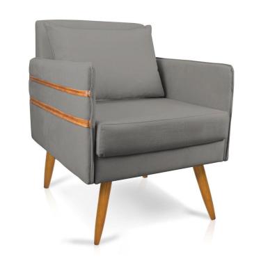 Imagem de Poltrona Mari Suede Pés Palito Castanho - D`Rossi Grafite