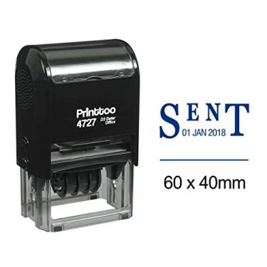 Imagem de Printtoo Carimbo de data com tinta própria com texto enviado papelaria de escritório carimbo de borracha azul