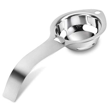 Imagem de Separador de ovos com filtro branco de gema de ovo, divisor de ovos de aço inoxidável, para cozinha e utensílios de cozinha