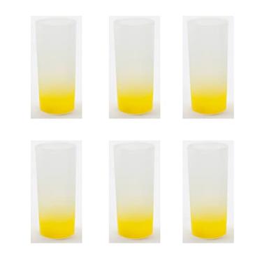 Imagem de 6 peças de 10 onças cor gradiente fundo colorido vidro fosco amarelo 14 cm x 6 cm sublimação em branco transferência de calor impressão corante