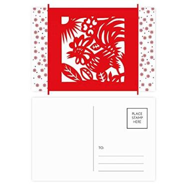 Imagem de Galo cortado em papel animal China zodíaco Natal flor celebração cartão postal bênção postal