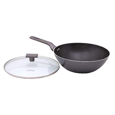 Imagem de Mimo Style Wok Linha Sartin 1,2 L, Alumínio Com Fundo Triplo e Revestimento cerâmico. Possui Cabo Com Revestimento Soft-Touch. Funciona em Fogão a Gás e Elétrico (Grafite)