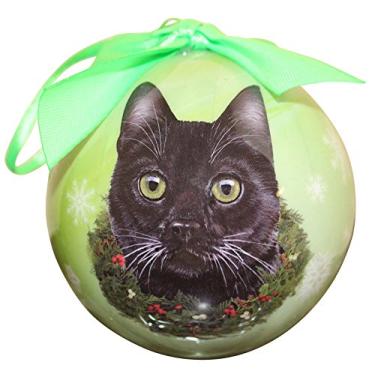 Imagem de Enfeite de Natal para gato preto bola à prova de quebra