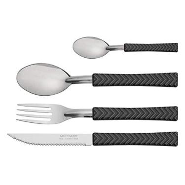 Imagem de Conjunto de talheres 24 Peças Cabo Plástico Preto Infinity com Pote