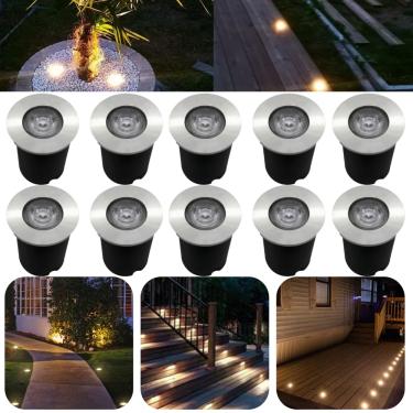 Imagem de Kit 10 Luminárias Balizadores Spot Led SMD Em PVC De 1W Luz Branco Quente De Embutir Em...