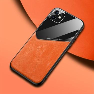 Imagem de Capas de telefone de couro para iPhone SE 2020 11 Pro Max XS XR X 6 6S 7 8 Plus Samsung Galaxy A51 A71 A50 A50S A70 Capa, laranja, para iPhone 11