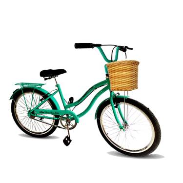 Imagem de Maria Clara Bikes, Bicicleta retrô aro 24 com cestinha tipo vime s/marcha verd