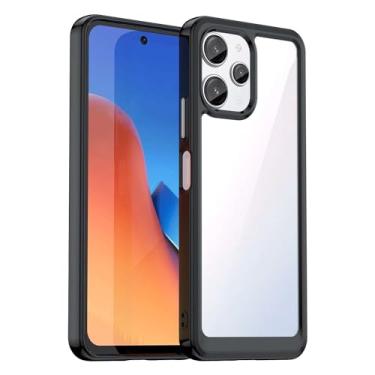 Imagem de Capa para Xiaomi Poco M6 Pro, botão de pressão flexível, capa transparente, anti-impressões digitais. Proteção total de 360° - preta