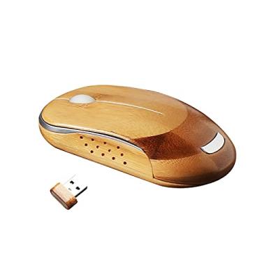 Imagem de Icemouse Mouse sem fio para laptop, 2,4 G, portátil, sem fio, mouse de bambu, clique silencioso com 4 DPI ajustáveis para PC, notebook, desktop, MacBook com portas USB