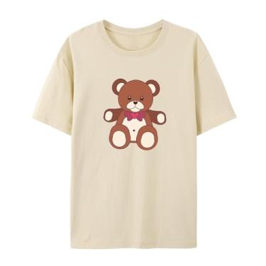 Imagem de Camiseta Love Graphics para homens e mulheres Urso Funny Graphic Shirt for Friends Love, Caqui, M