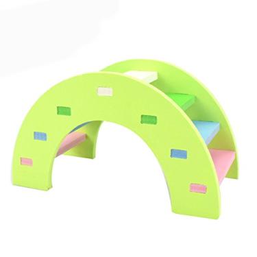 Imagem de Hamster Brinquedo Rainbow Bridge Gangorra – Pequenos animais de estimação, ponte de madeira, escalada, playground, presente para hamsters anões sírios, ratos (verde)