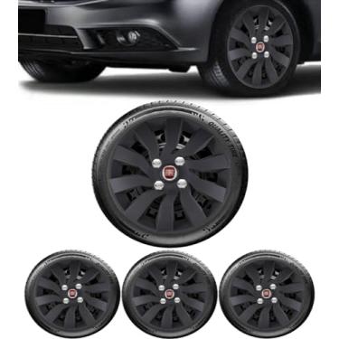 Imagem de Jogo 4 Calotas Esportiva Street Preto Fosco Aro 14 FIA Novo Uno Vivace Way Argo Cronos Strada Mobi Punto Palio Siena Linea Grand Siena Idea