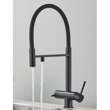 Imagem de Preto cinza filtrado torneira da cozinha filtro de água torneiras de cozinha filtro misturador purificação de água torneiras de água potável, tipo A preto fosco