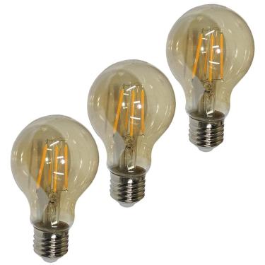 Imagem de Lampada Led Multifilamento 30w Kit 3 Uni Decoraçao Vintage Iluminaçao Retro Sala Quarto Casa Varanda Garagem Branco Quente Ambar