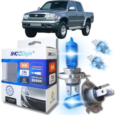 Imagem de Kit par lâmpadas super branca conector h4 8500k shocklight + par leds 