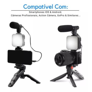 Imagem de Kit Youtuber para Camera ou Celular com Led com Microfone e Tripé Inic
