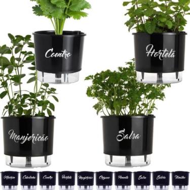 Imagem de Kit 4 Vaso Raiz Autoirrigável Temperos Gourmet Preto N3 16x14 Médio Au