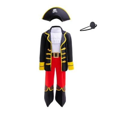 Imagem de Dressy Daisy Kids Boys Pirate Captain Halloween Costume Outfit 6 Pieces Set (Hat, Jacket, Belt, Pants, Boots Covers and Eye Patch) Size 5