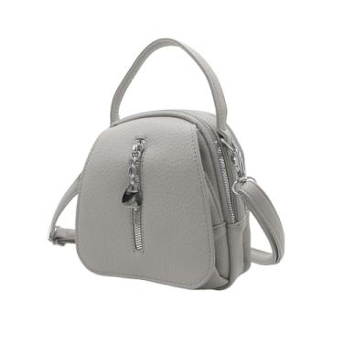 Imagem de Pamayaneen Bolsa tiracolo de couro feminina com alça superior com aba sobre bolsa tiracolo feminina carteiro e carteira de mão, Cinza claro, One Size