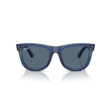 Imagem de Ray-Ban Óculos de sol quadrados Rbr0502sf Wayfarer Reverse Low Bridge Fit, Azul marinho transparente/azul escuro, 53 mm