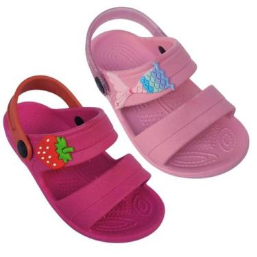 Imagem de Kit 2 Pares Sandália Papete Chinelo Feminina Infantil Babuche Menina M