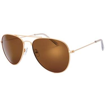 Imagem de The Fresh Óculos de sol aviador com armação metálica clássica com lente polarizada com caixa de presente, Dourado, 60 mm