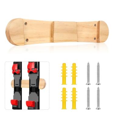 Imagem de PEUTIER Suporte minimalista de madeira para esqui, suporte de parede para snowboard suporte de exibição de snowboard rack de armazenamento de snowboard suporte de esqui para quarto, garagem, prancha