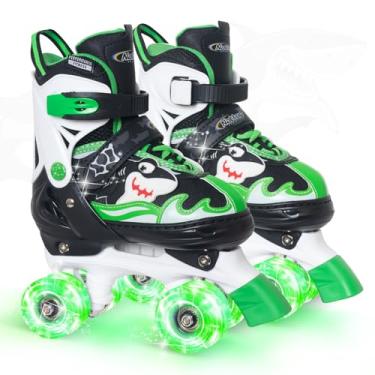 Imagem de Nattork Patins para crianças, patins com iluminação ajustável para meninas, meninos, verde, azul, roxo, rosa, patins para crianças, iniciantes, uso interno e externo