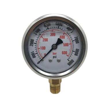 Imagem de Manômetro de Pressão Vertical Glicerina Inox 600 Bar 63mm - LAB
