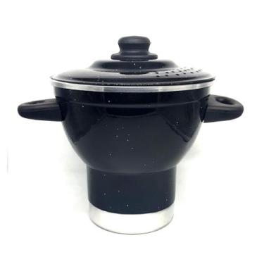 Imagem de Cuscuzeiro N18 de Alumínio 4 Porções - Alumínio AMJ, Preto