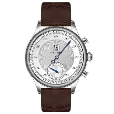 Imagem de Relógios masculinos de quartzo, 50 m, à prova d'água, com pulseira de couro, mostrador grande de 43 mm, relógios masculinos, negócios, trabalho, esporte, casual, vestido, masculino, presente elegante