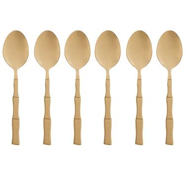 Imagem de Conjunto 6 Colheres de Aço Inox para Mesa Bambu Elegant Champanhe 19,8cm 1815 - Lyor