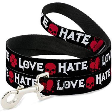 Imagem de Buckle-Down Coleira para animais de estimação - Love/Hate Black/White/Fuchsia - 4 metros de comprimento - 2,5 cm de largura