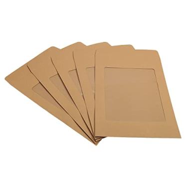Imagem de PATIKIL Envelopes de janela de rosto inteiro, pacote com 10, A4, transparente, um lado para catálogos de fotos, marrom