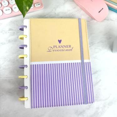 Imagem de Planner Devocional Bíblico Sistema Inteligente de Disco Amor Infinito Cadernos Edição 2025 (Amarelo e Roxo)