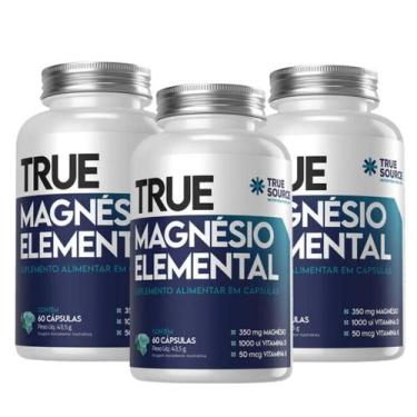 Imagem de 3x Magnésio Elemental Vitamina K + Vitamina D True Source 60 Capsulas,