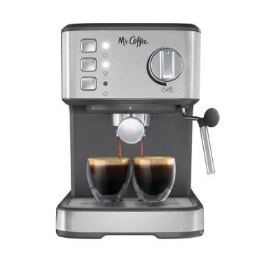 Imagem de Mr. Coffee Máquina de café expresso compacta, máquina de café expresso com varinha a vapor, máquina de café expresso automática com bomba de 15 bar