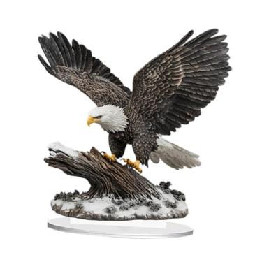 Imagem de Vaveren Ornamento de águia acrílica 2D Sign plana de instalação fácil atraente com decoração de desktop base para férias de lareira