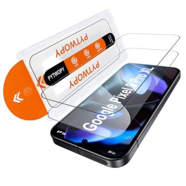 Imagem de PYTWOPY Protetor de tela de vidro para Google Pixel 9 Pro XL 6,8 polegadas [pacote com 2] [fácil instalação], com 2 protetores de lente de câmera, vidro temperado de tela inteira transparente,