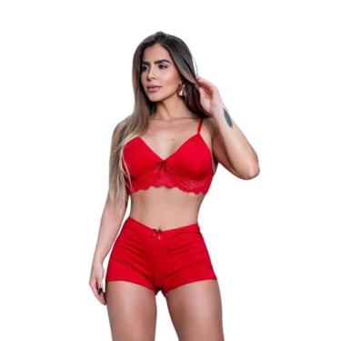 Imagem de Kit Até 4 Short Dolls Lara Liso Peças em Tecido Romantic, com Renda De