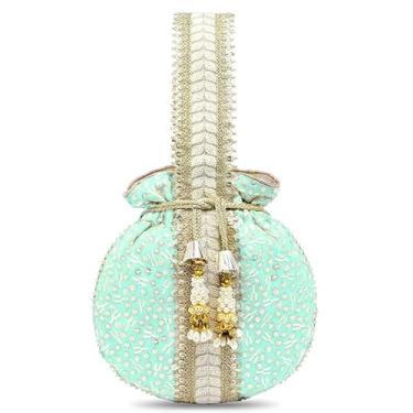 Imagem de Aheli Potli Bags Gift for Women Evening Bag Clutch Ethnic Bride Purse com cordão, Verde menta